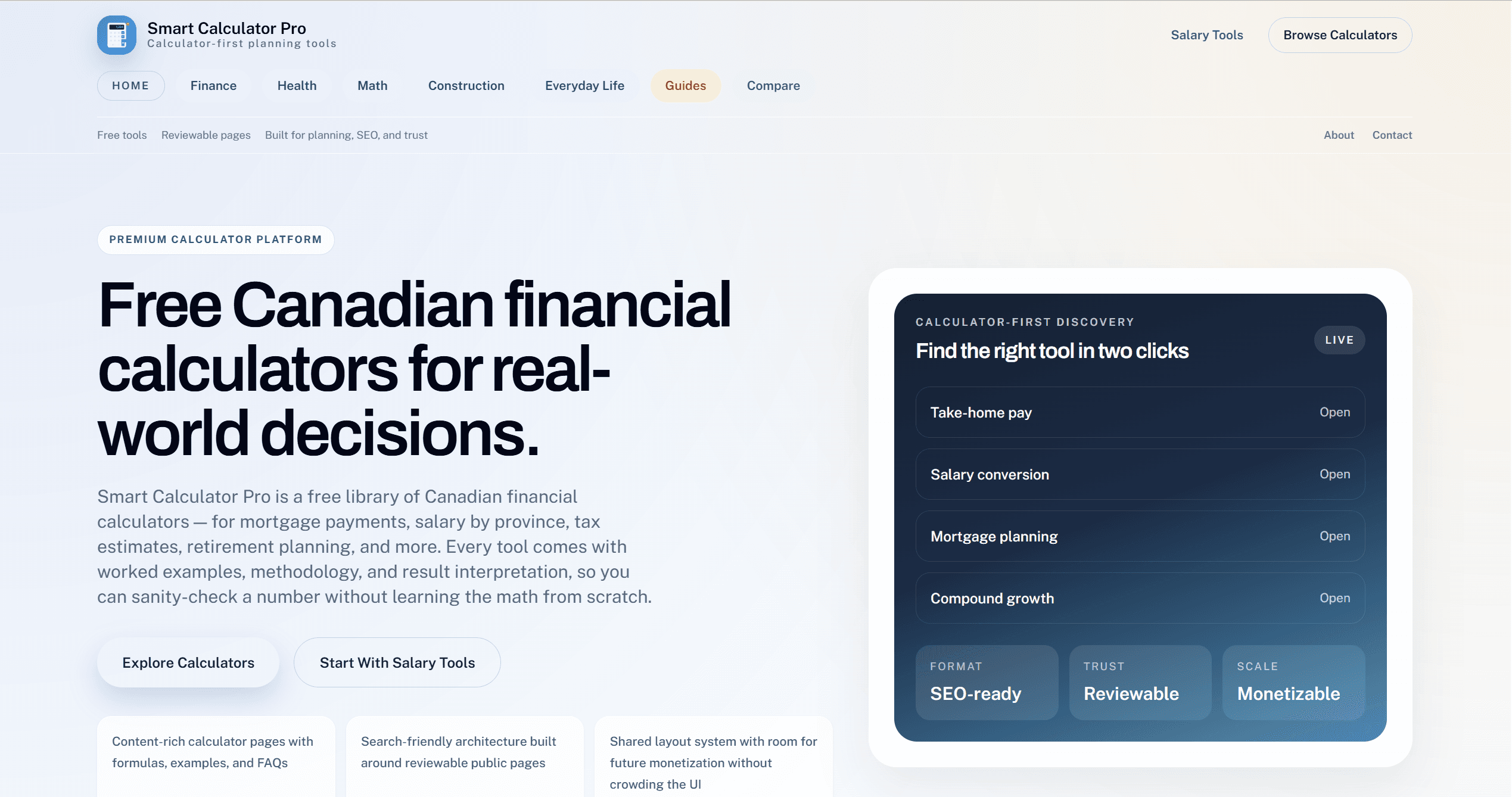 Smart Calculator Pro website screenshot